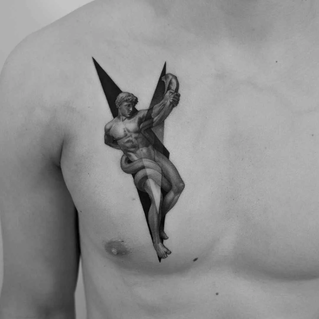 Artista di tatuaggi Paweł Indulski crea uno stile di tatuaggio nero e grigio realistico, grafico, minimalismo | Polonia