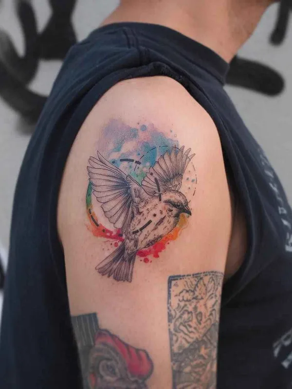 color illustrative 纹身 在 shoulder #18544 | 纹身师 Baris Yesilbas