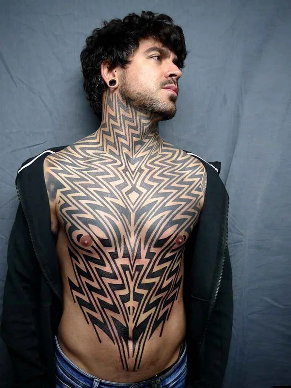male black tribal 纹身 在 chest #18927 | 纹身师 Tomas Tomas