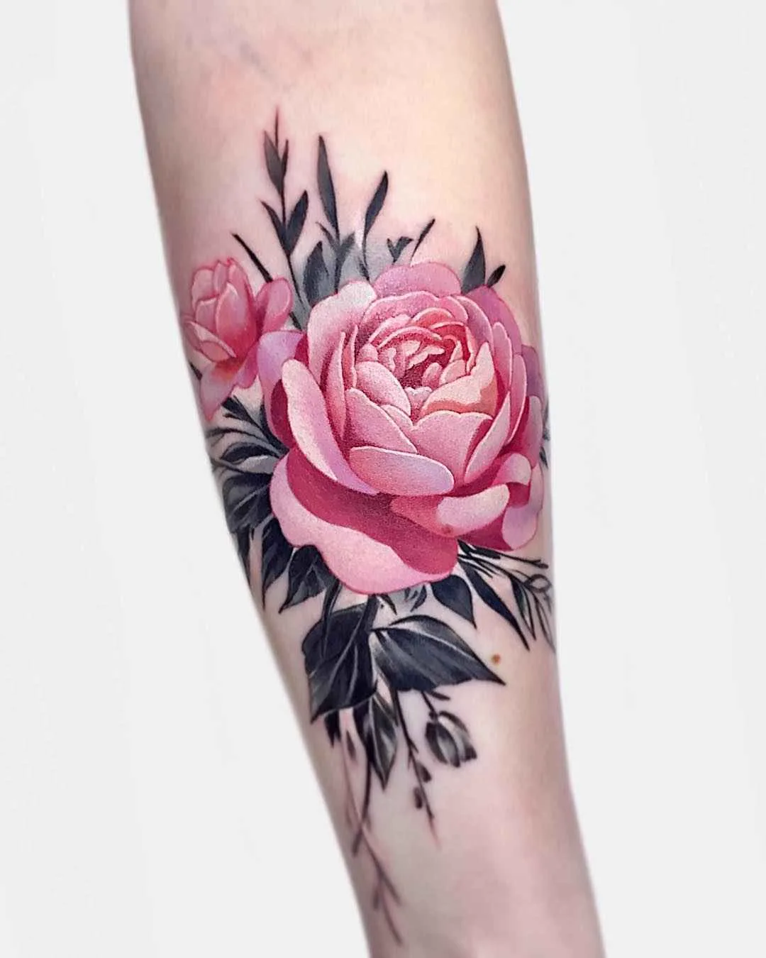 Tattoo artist Janice Bao Bao color authors style illustrative neo traditional tattoo for girls, flowers | Canada