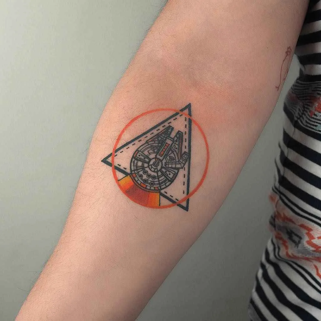 Tattoo artist Baris Yesilbas color athors style watercolor tattoo with geometry and realistic elements | Turkey, United States