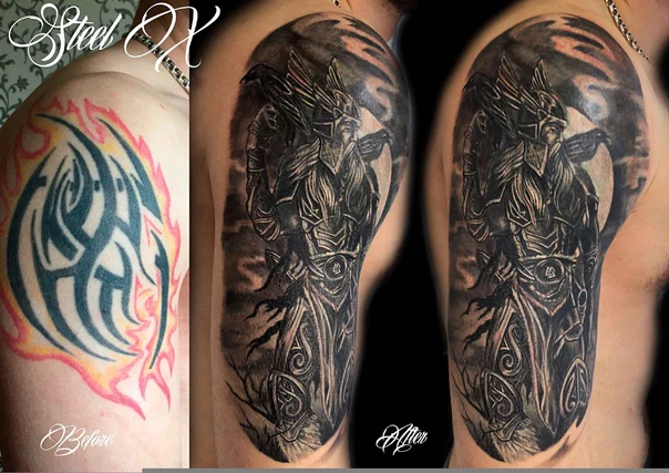 Чёрно-серая Warrior, Raven tattoo на Дельта