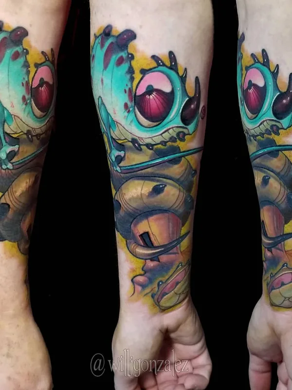 color cartoon Tatuaggio su forearm #29421 | Tatuatore Will Gonzalez