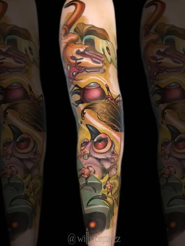 color illustrative Tatuaggio su full sleeve #29417 | Tatuatore Will Gonzalez