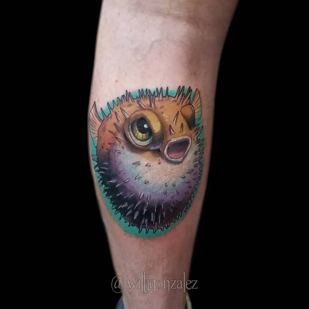 Tatuatore Will Gonzalez, tatuaggio a colori di nuova scuola realizzato secondo disegno dell'autore | New York, USA