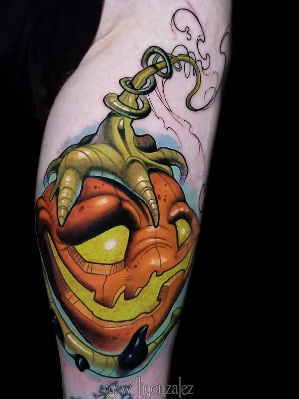 color new school Tatuaggio su calf #29420 | Tatuatore Will Gonzalez