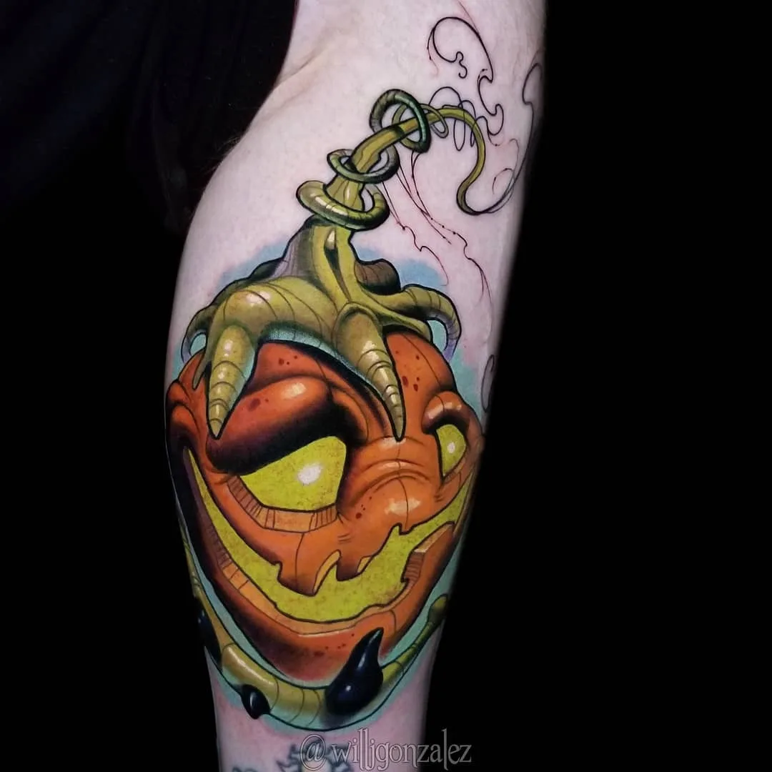 Tatuatore Will Gonzalez, tatuaggio a colori di nuova scuola realizzato secondo disegno dell'autore | New York, USA