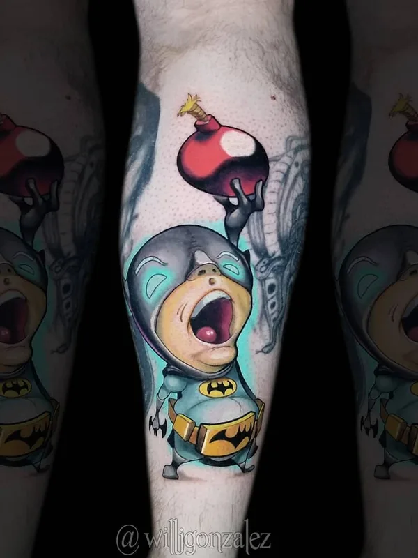 color cartoon Tatuaggio su calf #29424 | Tatuatore Will Gonzalez