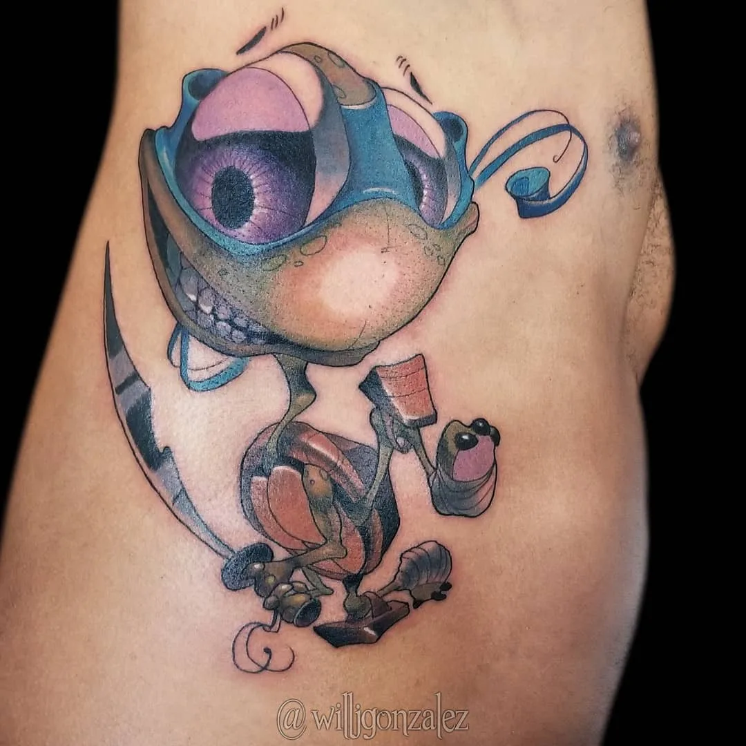 Tatuatore Will Gonzalez, tatuaggio a colori di nuova scuola realizzato secondo disegno dell'autore | New York, USA