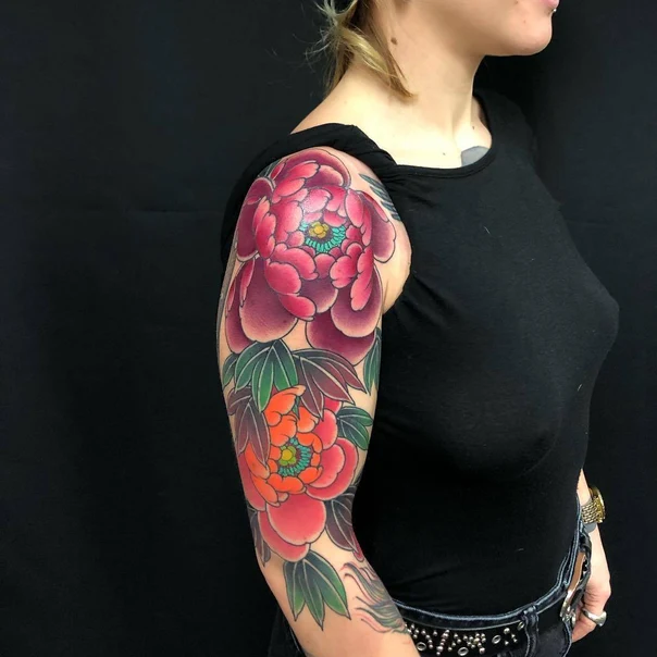 Japanese Botanic, Flower tattoo on Full Sleeve