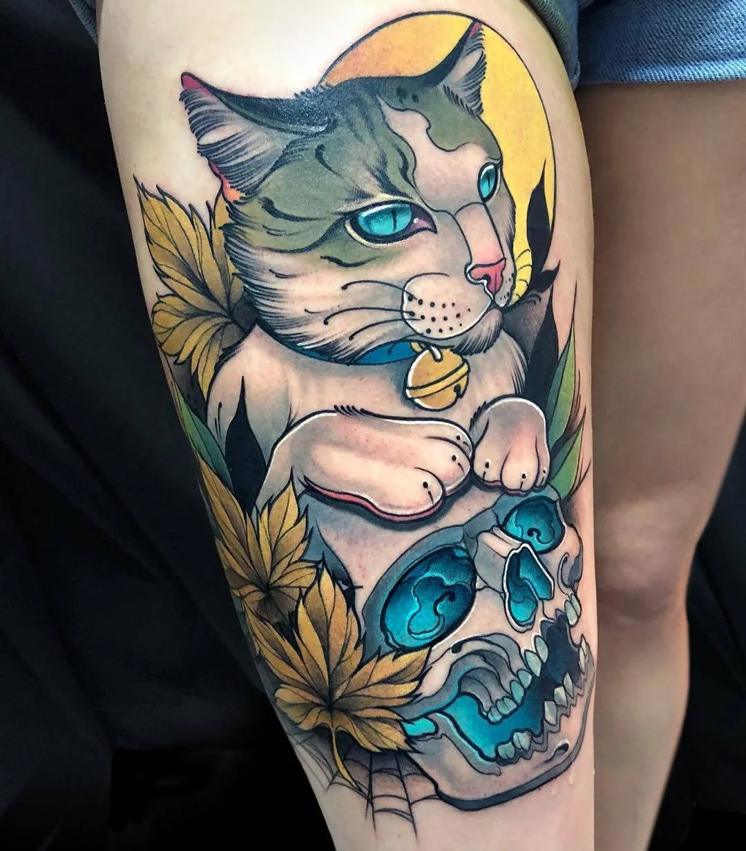 Artista di tatuaggi Juan David Rendón, tatuaggio a colori neo tradizionale | Colombia