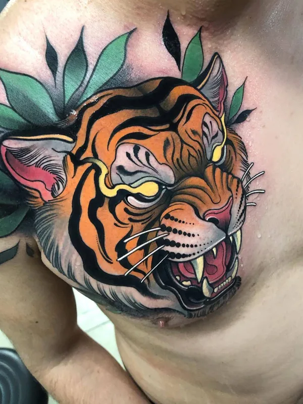 men color neotraditional Tatuagem em chest #29547 | Tatuador Juan David Rendón