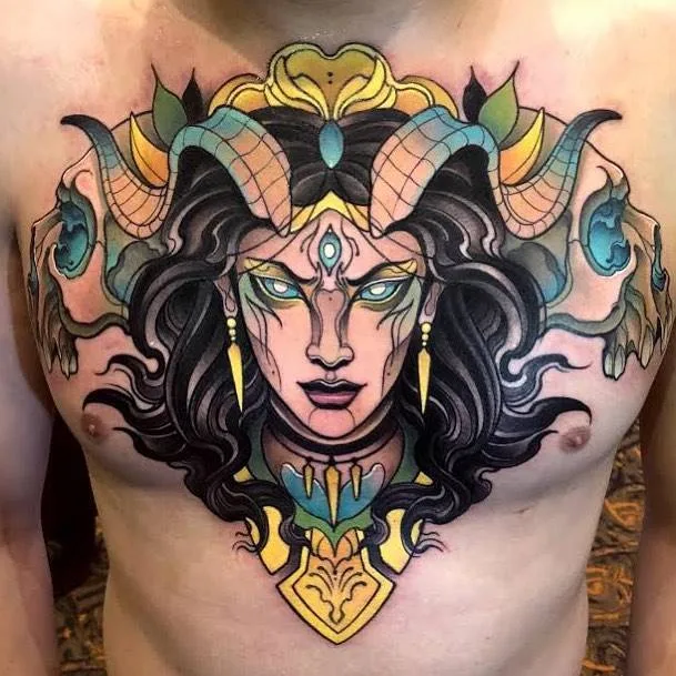 Artista di tatuaggi Juan David Rendón, tatuaggio a colori neo tradizionale | Colombia