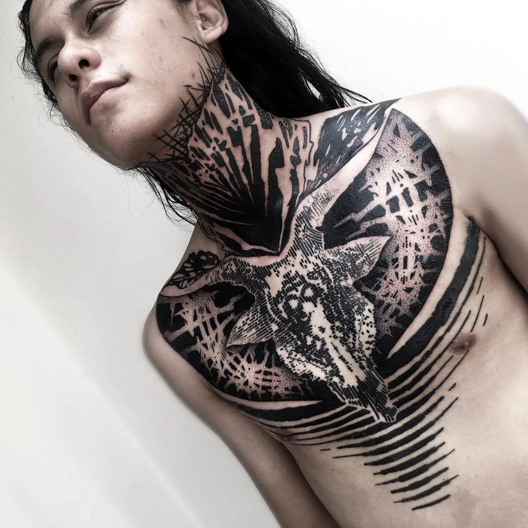 Tattoo artist Byron, author's style blackwork tattoo | Costa Rica