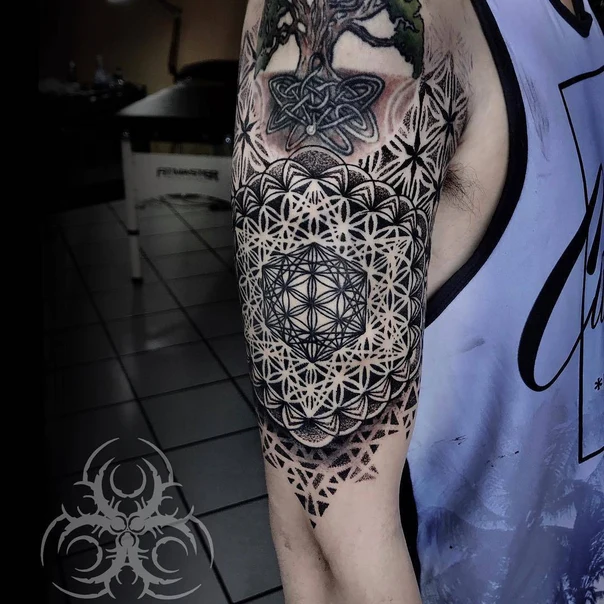 Geometric Mandala, Sacred geometry tattoo on Full Sleeve
