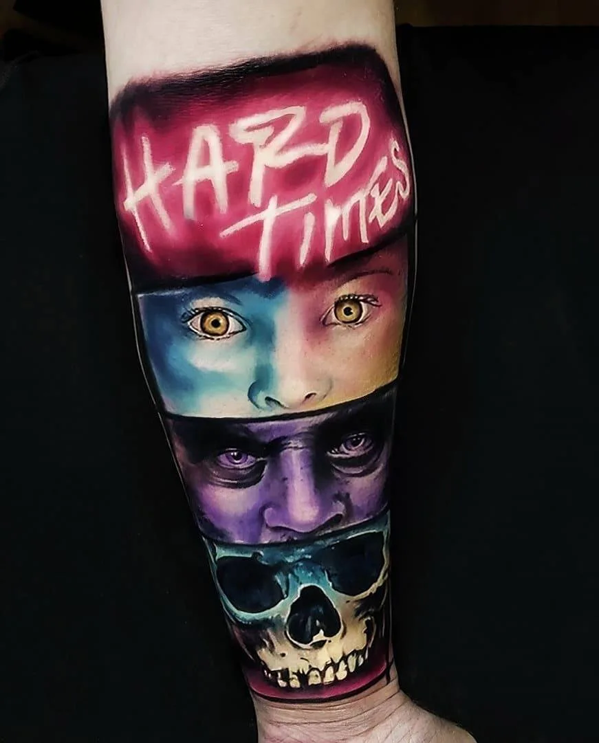 Artista de tatuagem Vinni Mattos, tatuagem realista da nova escola com fundo de águacolor | Espanha