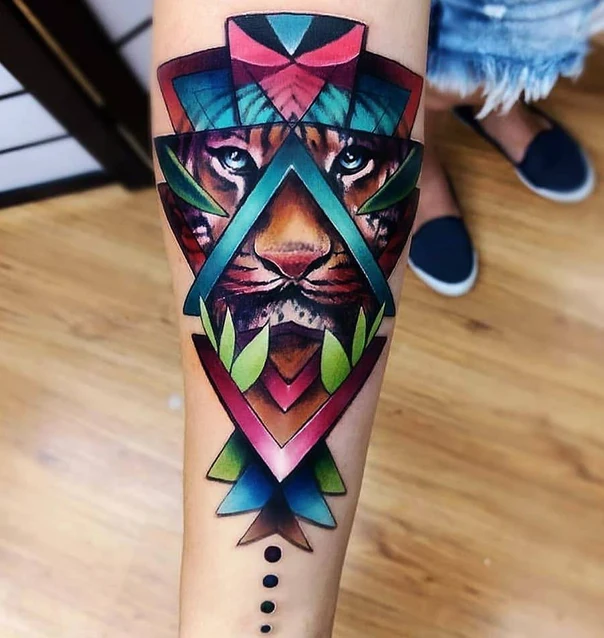 Geometric Tiger, Geometric tattoo on Forearm