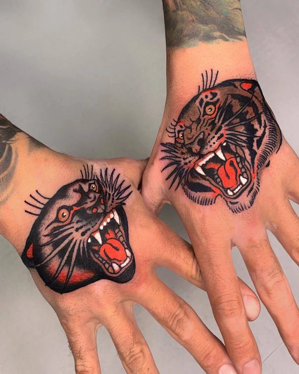 Traditional Panther, Animal tattoo on Hand