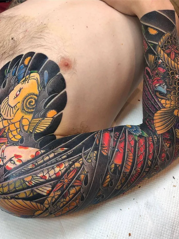 male color japanese татуировка на full sleeve #29803 | Тату мастер Uigu Lee