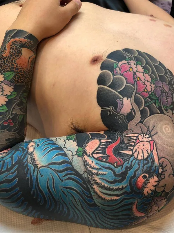 male color japanese татуировка на full sleeve #29808 | Тату мастер Uigu Lee