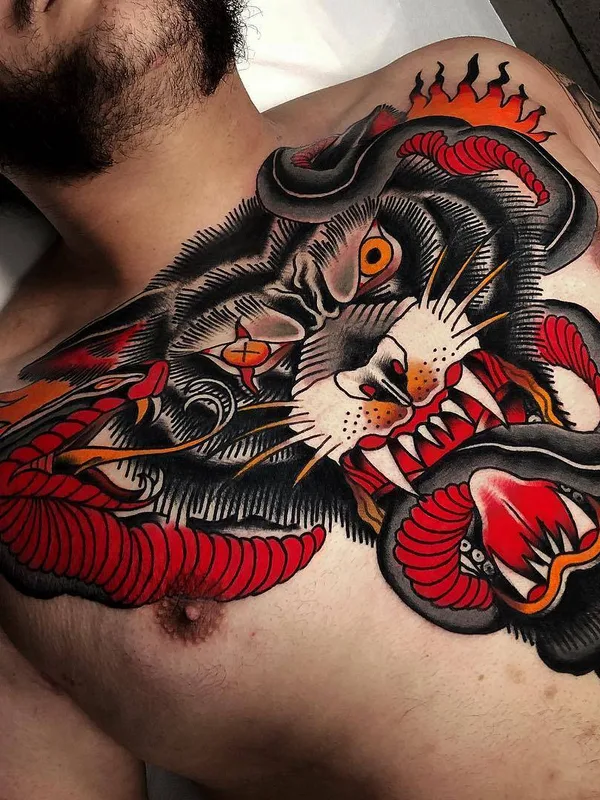 male color neo traditional татуировка на chest #29809 | Тату мастер Mors