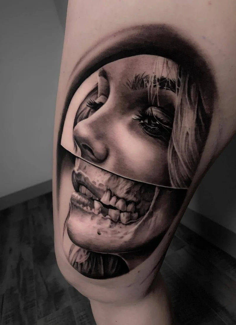 11 futuristic portrait tattoos by Michael Perry