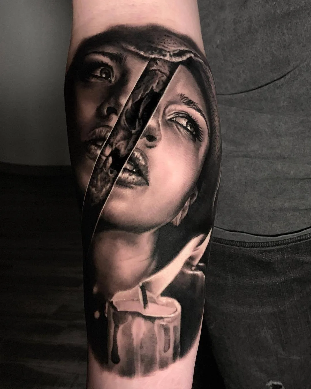 Tattoo artist Michael Perry, black and grey portrait realistic tattoo | Wisconsin, USA