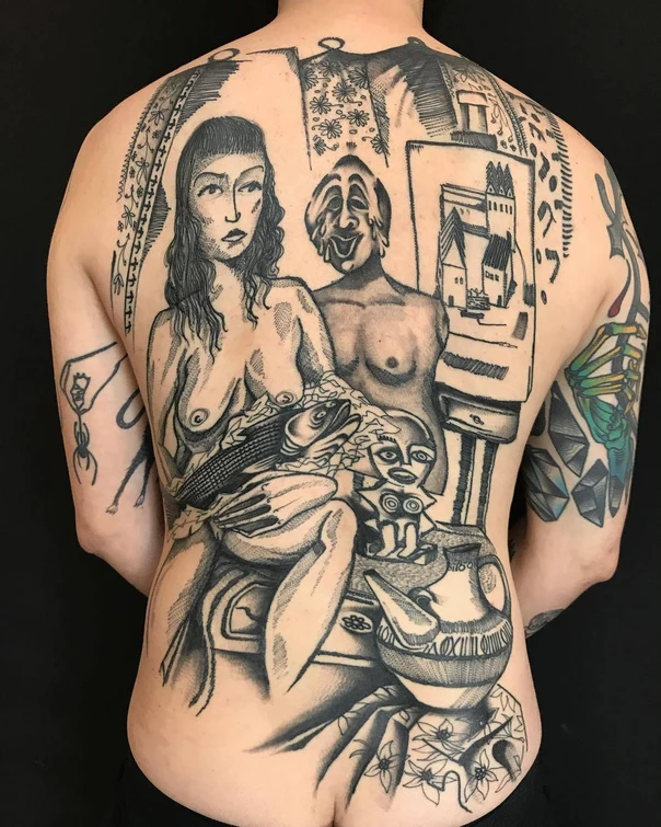 Sketch Figures, Still life tattoo on Full Back