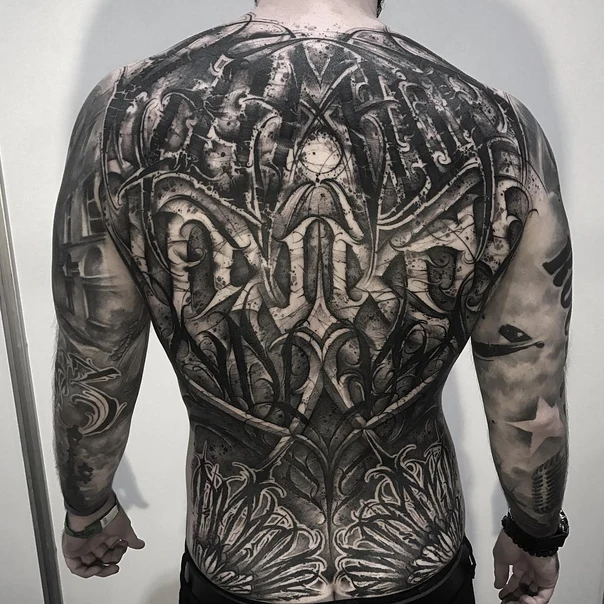 Gothic Ornamental, Architectural tattoo on Full Back