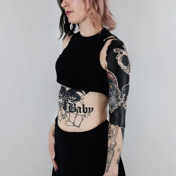 Blackwork Insect, Spiderweb tattoo on Full Sleeve
