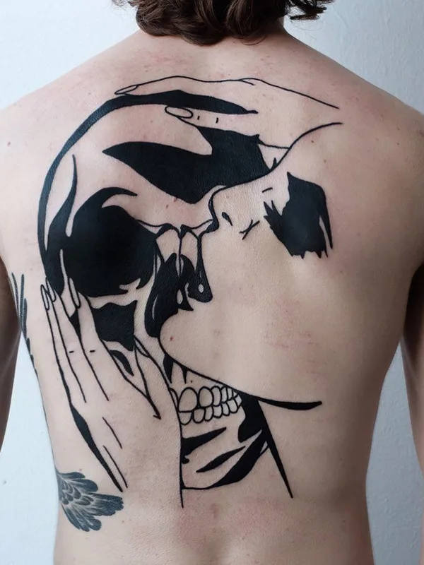 male black blackwork 纹身 在 full back #35685 | 纹身师 The Wolf Rosario