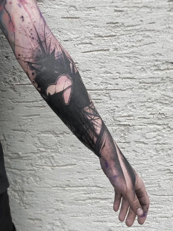 black blackwork tatouage sur full sleeve #35725 | Artiste tatoueur Natalie Mickahlo Nox