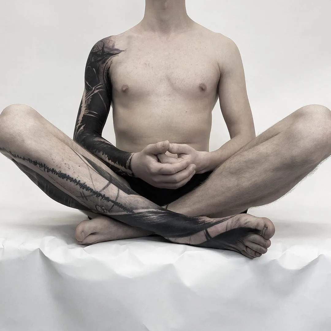 Tattoo artist Natalie Nox, black sketch tattoo, blackwork | Athens, Greece