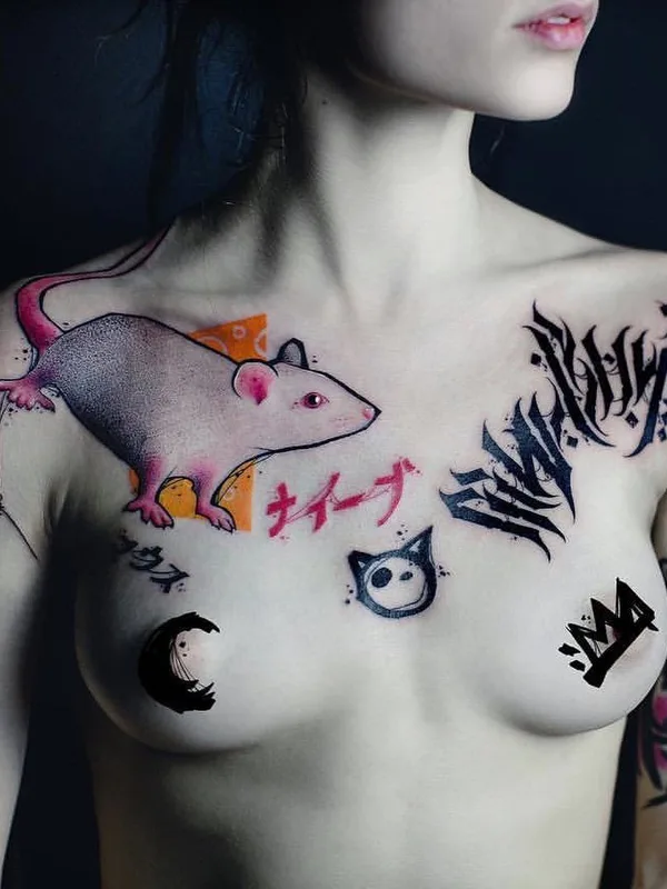 female color illustrative татуировка на chest #35740 | Тату мастер Сергей Ерёмин