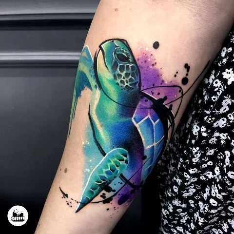 female color watercolor 纹身 在 forearm #35763 | 纹身师 Monika Ochman