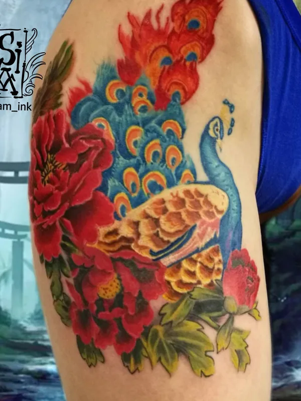 color japanese татуировка на thigh #39204 | Тату мастер Иннокентий Siam 