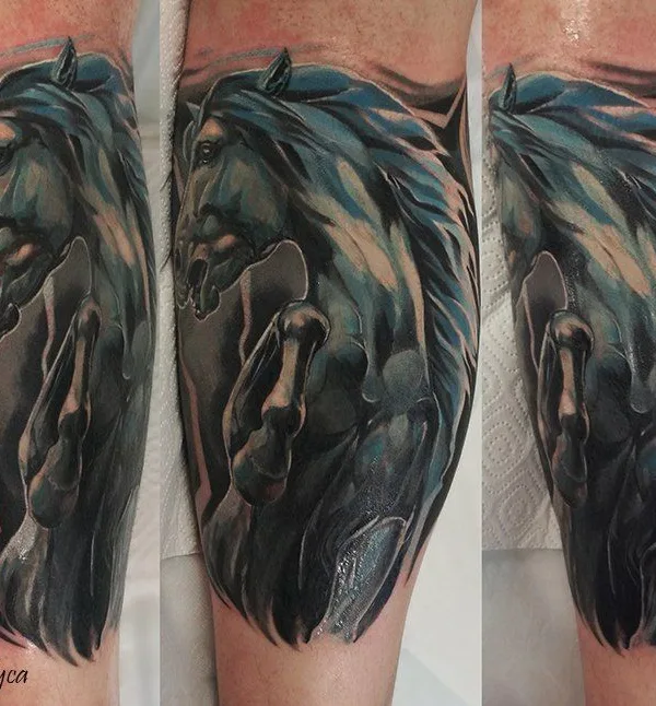 black and grey realism Tatuaggio su calf #39212 | Tatuatore Наталья Graffyca Кирильчук