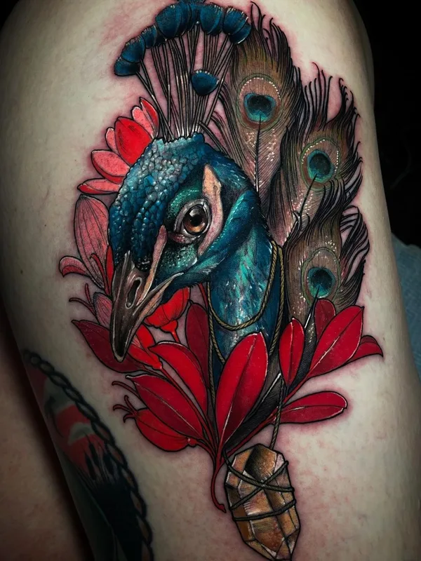 color illustrative 纹身 在 thigh #39231 | 纹身师 Shae Motz 
