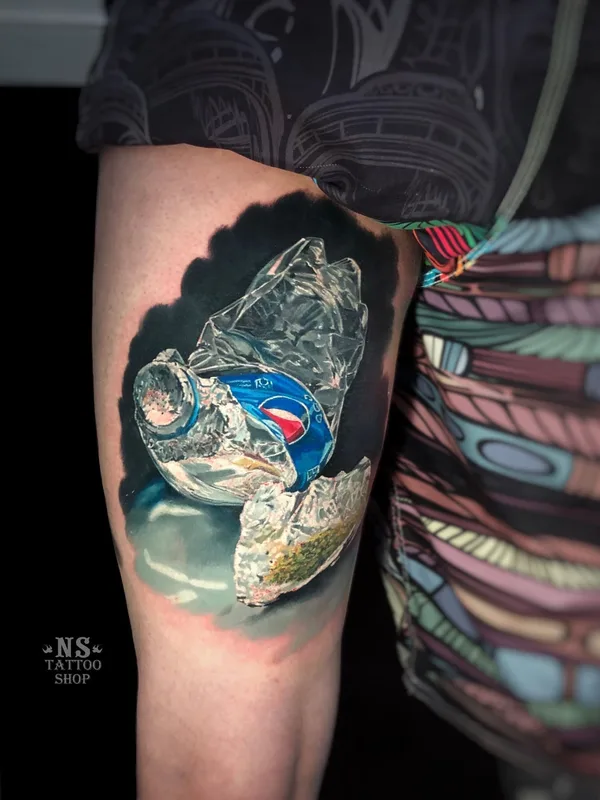 color realism tattoo on thigh #39341 | Tattoo Artist Руслан Мифтахов