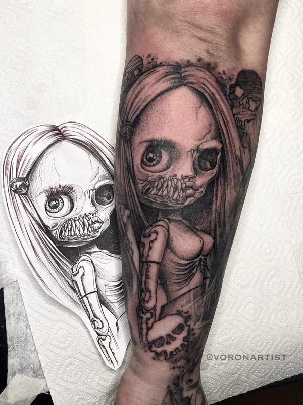 black and grey blackwork татуировка на forearm #39415 | Тату мастер Павел Ворон