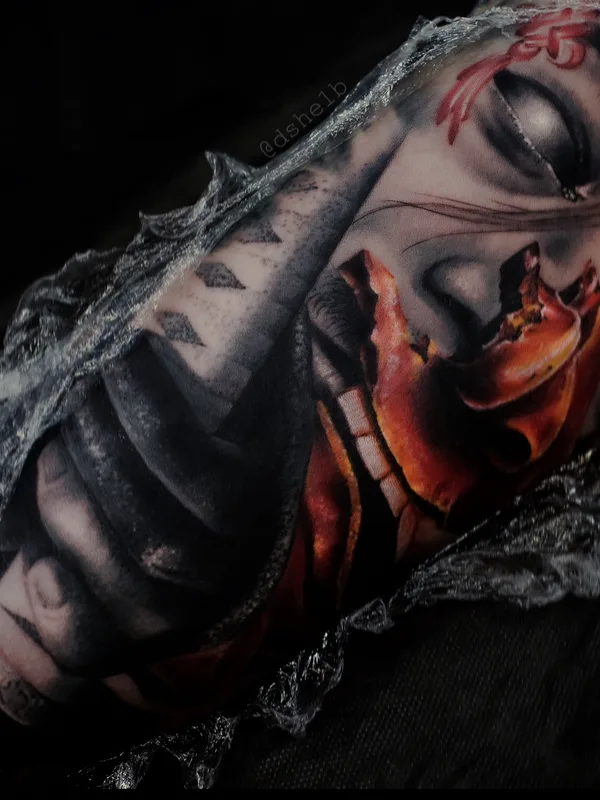 men color abstract, realism tattoo auf forearm #53491 | Tätowierer Dmitriy Sheyb