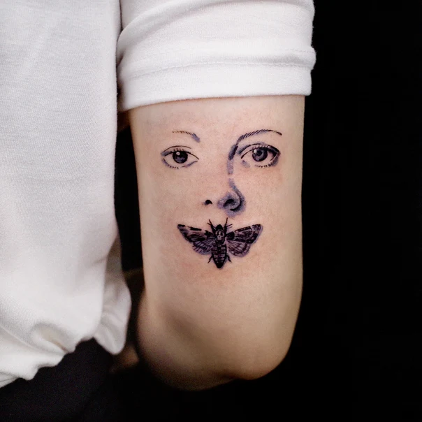 Sketch Face, Moth tattoo on Forearm