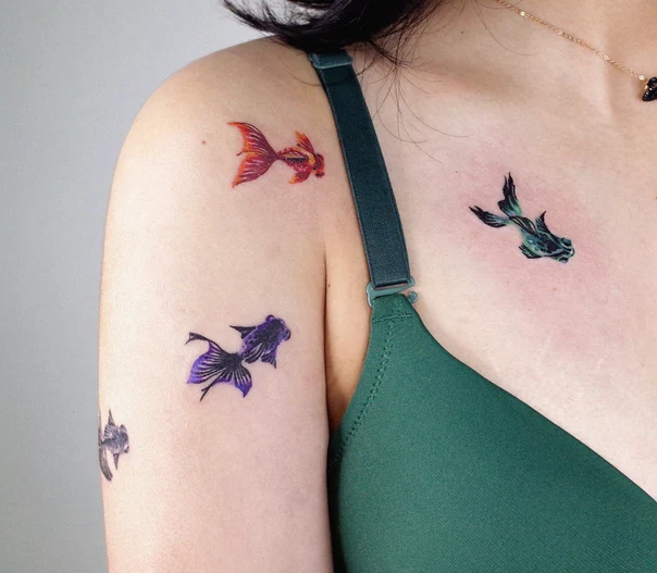Watercolor Fish tattoo on Shoulder