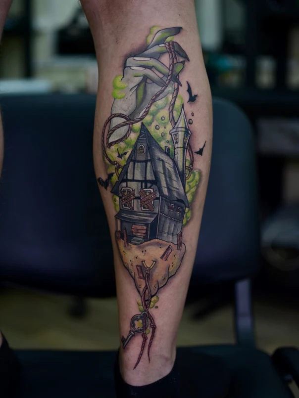 Иллюстративная House, Hand tattoo на Икра