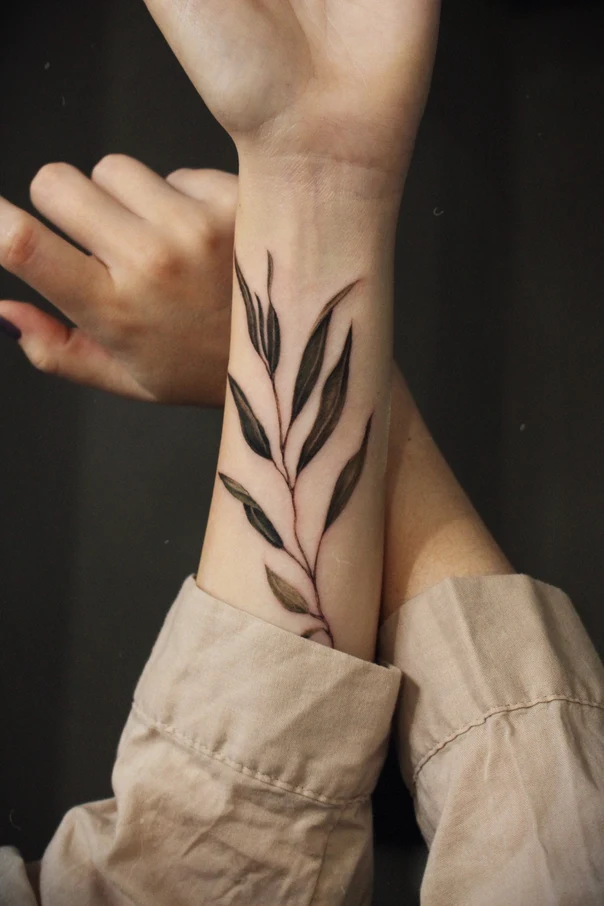 Botanic Leaf, Branch tattoo on Wrist