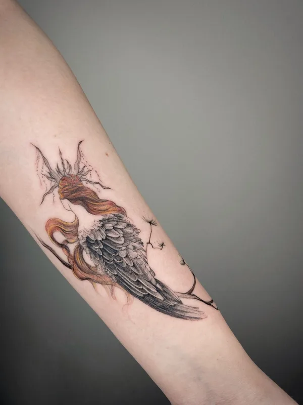 color illustrative tattoo on forearm #53605 | Tattoo Artist Елена Федченко