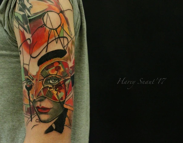 Абстрактная Mask, Face tattoo на Предплечье