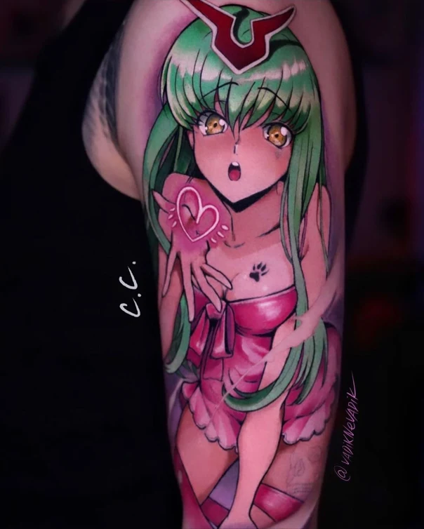 Аниме Anime character, Heart tattoo на Полный рукав