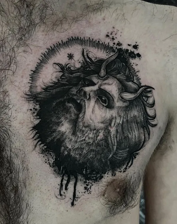 black blackwork tatouage sur chest #53747 | Artiste tatoueur Sabin Aliosa