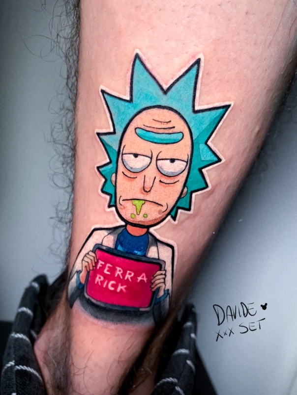 Cartoon Rick and morty, Character tattoo on Forearm